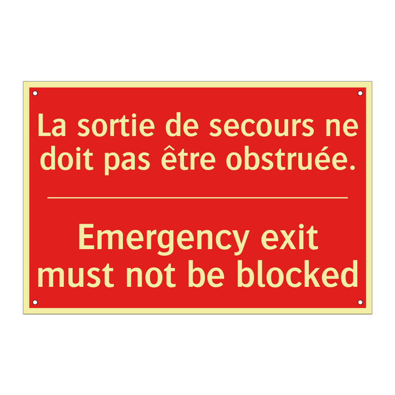 La sortie de secours ne doit pas /.../ - Emergency exit must not be blocked /.../