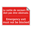La sortie de secours ne doit pas /.../ - Emergency exit must not be blocked /.../