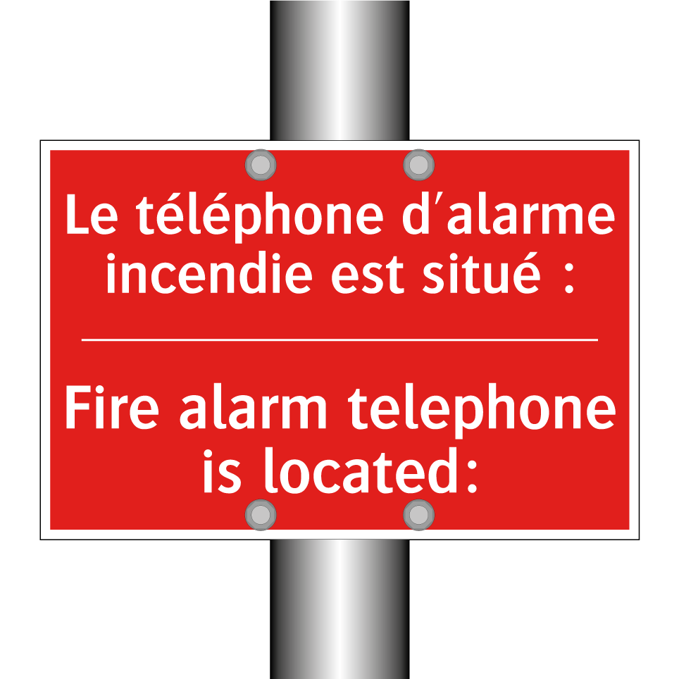 Le téléphone d'alarme incendie /.../ - Fire alarm telephone is located: /.../