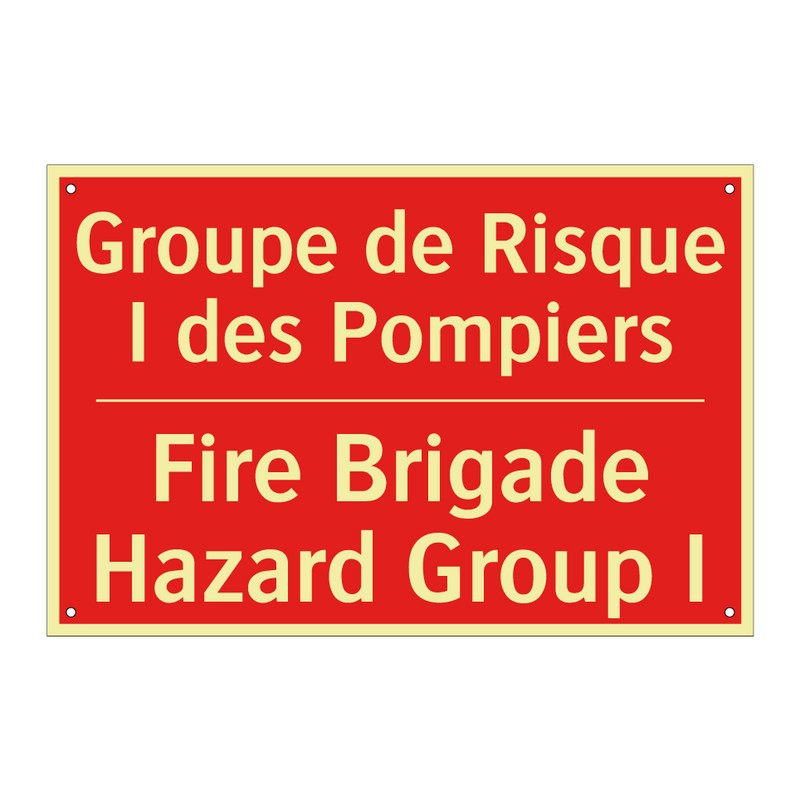Groupe de Risque I des Pompiers /.../ - Fire Brigade Hazard Group I