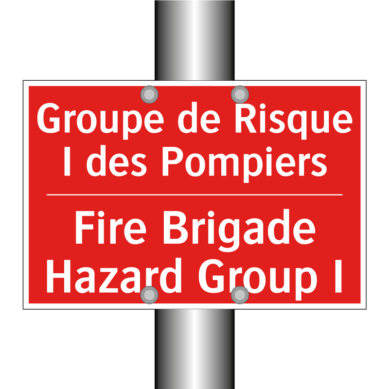 Groupe de Risque I des Pompiers /.../ - Fire Brigade Hazard Group I