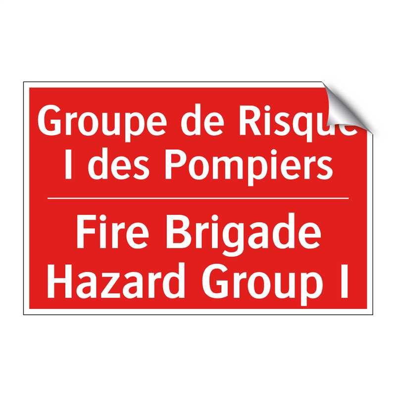 Groupe de Risque I des Pompiers /.../ - Fire Brigade Hazard Group I