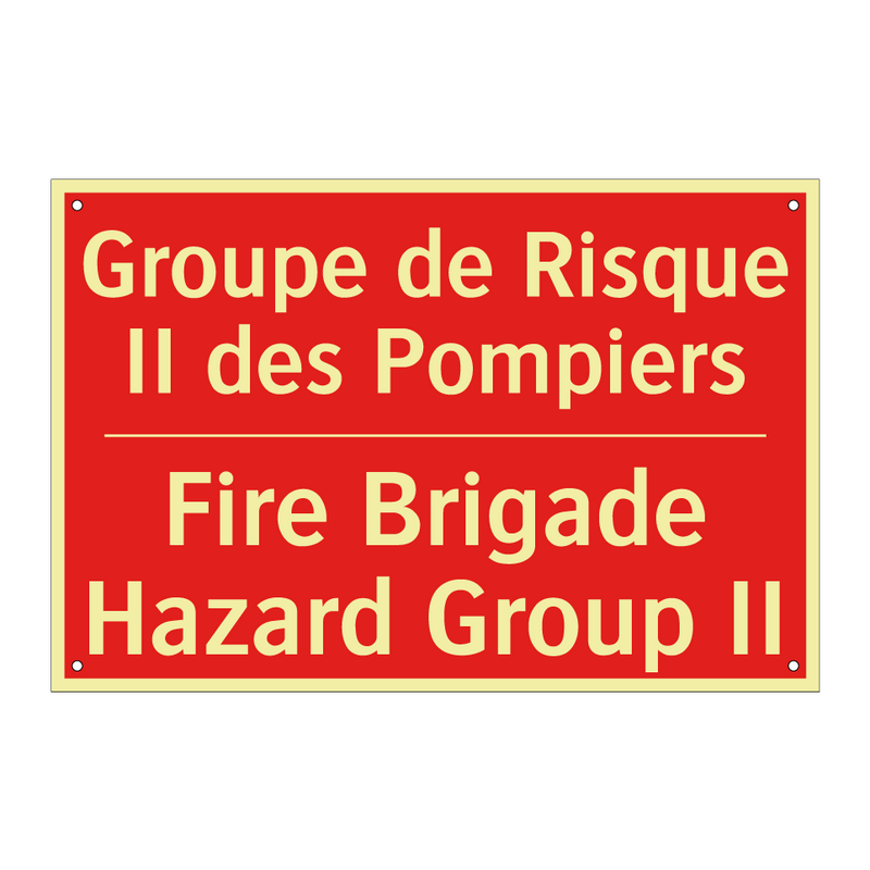 Groupe de Risque II des Pompiers /.../ - Fire Brigade Hazard Group II