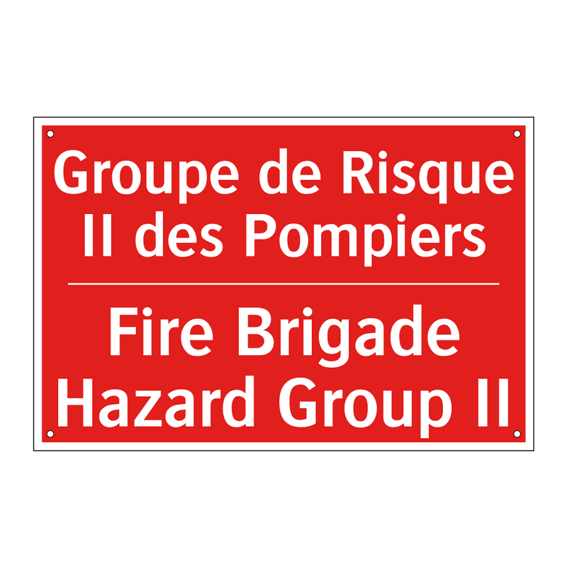 Groupe de Risque II des Pompiers /.../ - Fire Brigade Hazard Group II