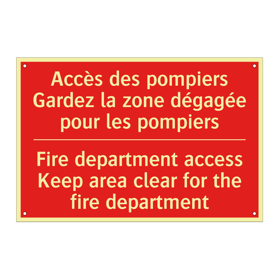 Accès des pompiers Gardez la zone /.../ - Fire department access Keep area /.../
