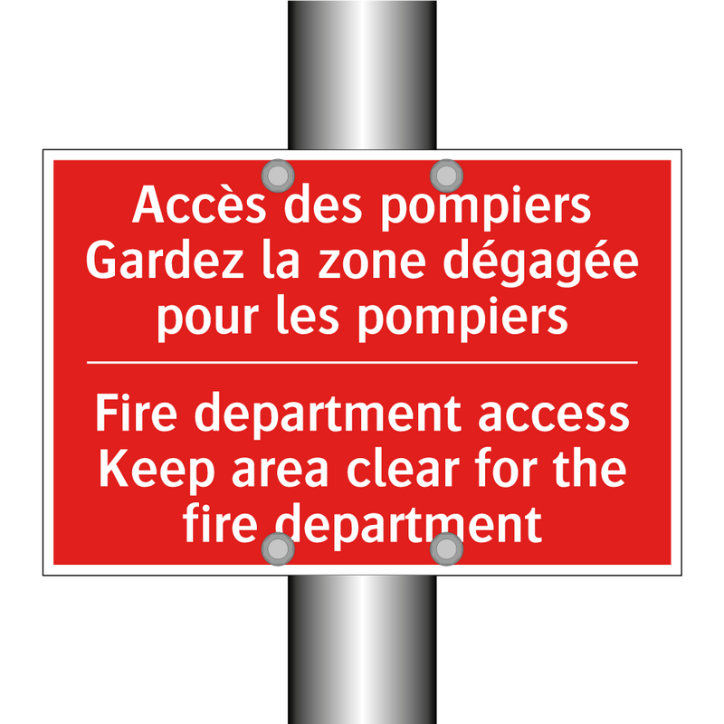 Accès des pompiers Gardez la zone /.../ - Fire department access Keep area /.../