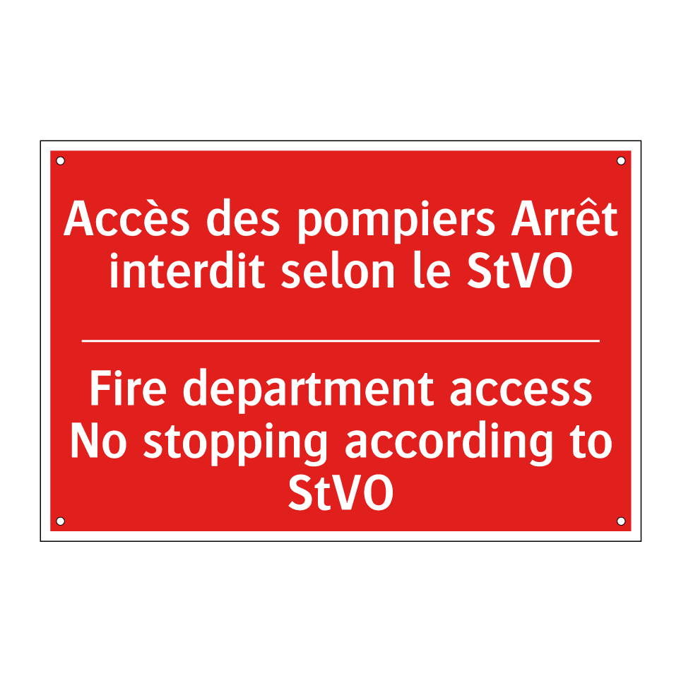 Accès des pompiers Arrêt interdit /.../ - Fire department access No stopping /.../