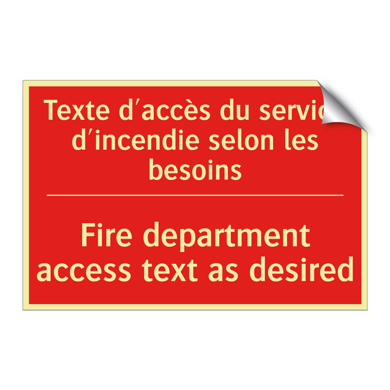 Texte d'accès du service d'incendie /.../ - Fire department access text as /.../
