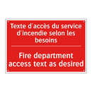 Texte d'accès du service d'incendie /.../ - Fire department access text as /.../