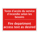 Texte d'accès du service d'incendie /.../ - Fire department access text as /.../