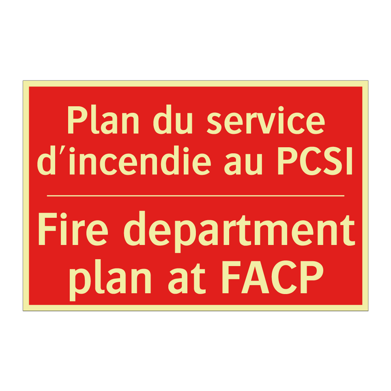 Plan du service d'incendie au /.../ - Fire department plan at FACP