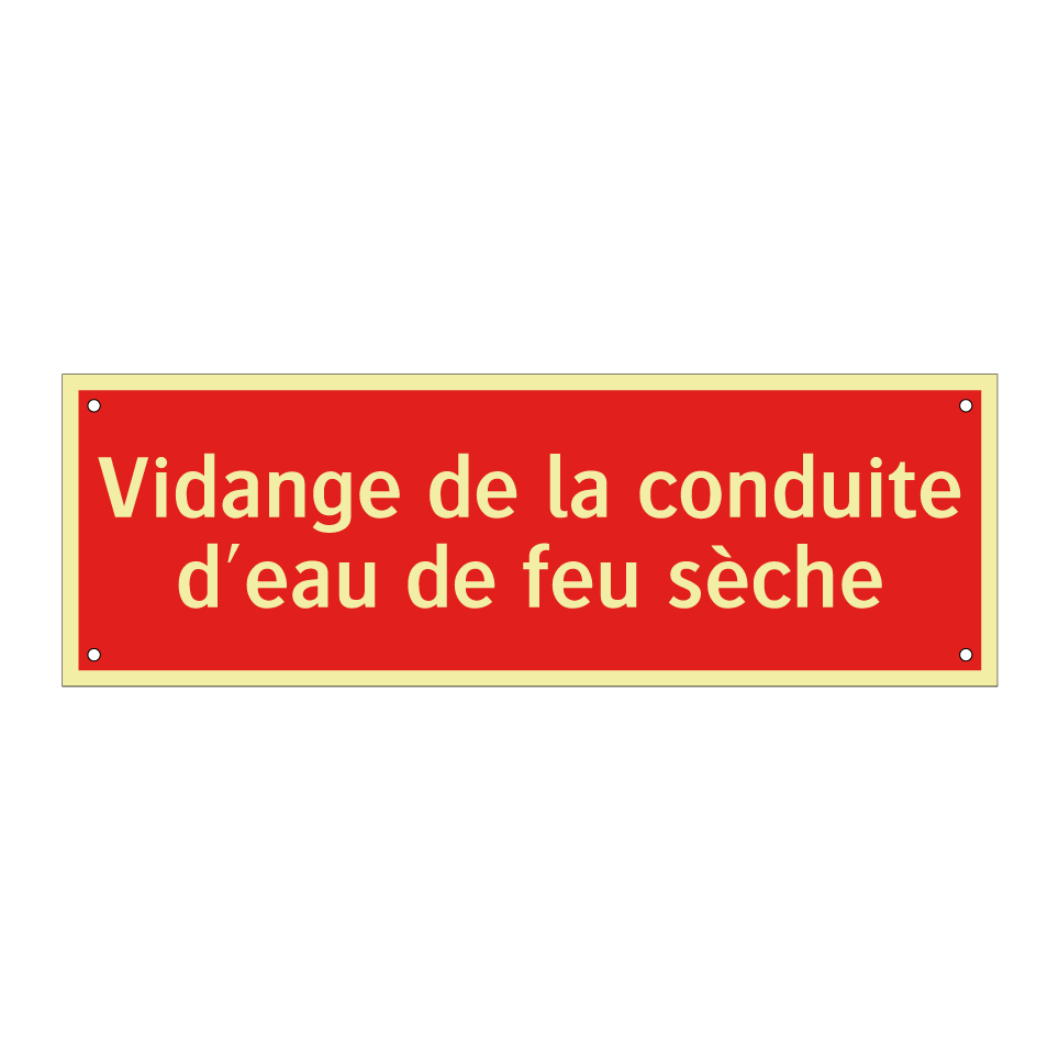 Vidange de la conduite d'eau de feu sèche