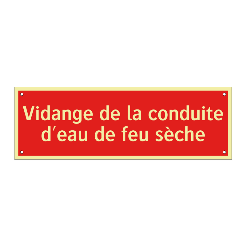 Vidange de la conduite d'eau de feu sèche