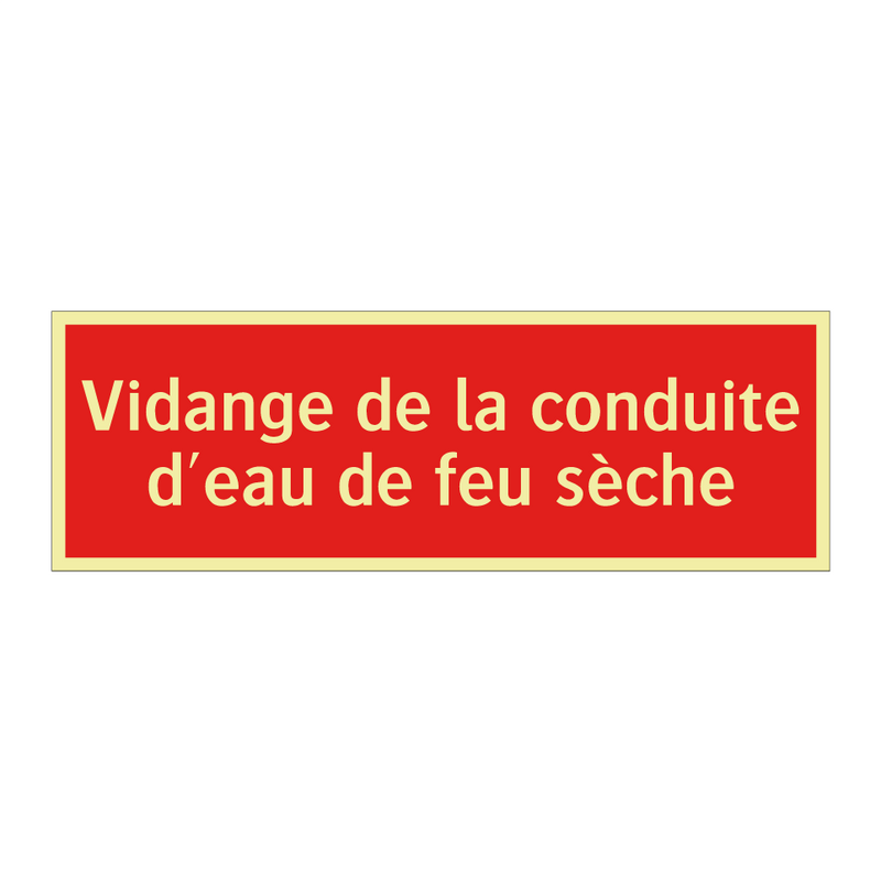 Vidange de la conduite d'eau de feu sèche