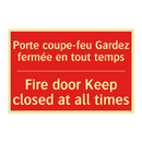 Porte coupe-feu Gardez fermée /.../ - Fire door Keep closed at all times /.../