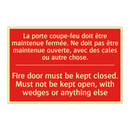 La porte coupe-feu doit être maintenue /.../ - Fire door must be kept closed. /.../