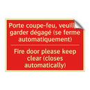 Porte coupe-feu, veuillez garder /.../ - Fire door please keep clear (closes /.../