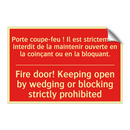 Porte coupe-feu ! Il est strictement /.../ - Fire door! Keeping open by wedging /.../