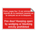 Porte coupe-feu ! Il est strictement /.../ - Fire door! Keeping open by wedging /.../