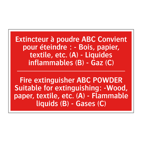 Extincteur à poudre ABC Convient /.../ - Fire extinguisher ABC POWDER Suitable /.../