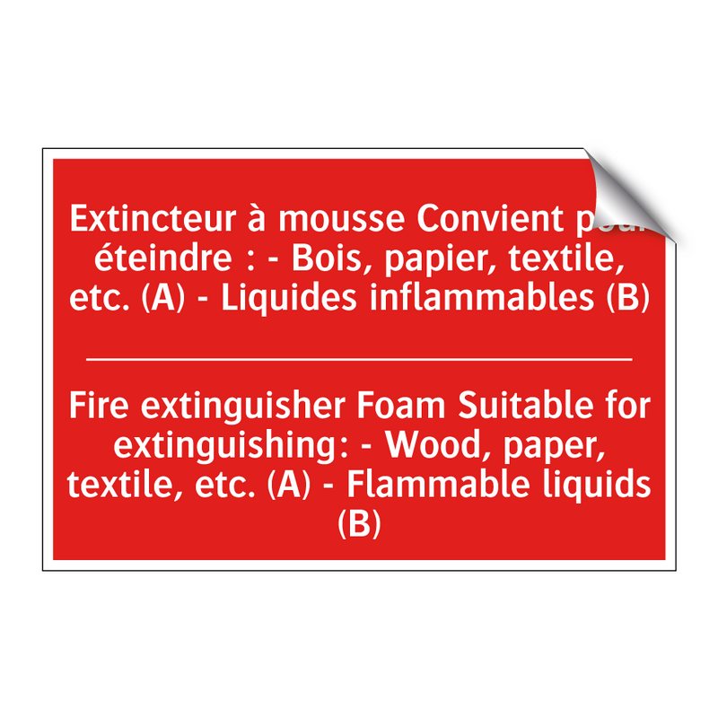 Extincteur à mousse Convient pour /.../ - Fire extinguisher Foam Suitable /.../