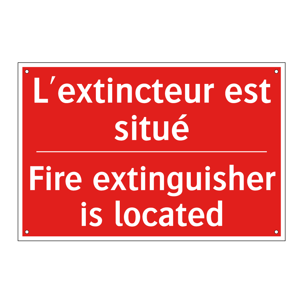L'extincteur est situé - Fire extinguisher is located