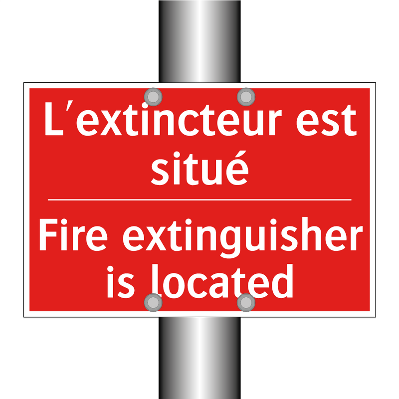 L'extincteur est situé - Fire extinguisher is located