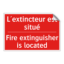 L'extincteur est situé - Fire extinguisher is located