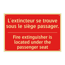 L'extincteur se trouve sous le /.../ - Fire extinguisher is located under /.../