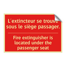 L'extincteur se trouve sous le /.../ - Fire extinguisher is located under /.../