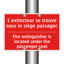 L'extincteur se trouve sous le /.../ - Fire extinguisher is located under /.../