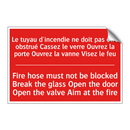 Le tuyau d'incendie ne doit pas /.../ - Fire hose must not be blocked /.../