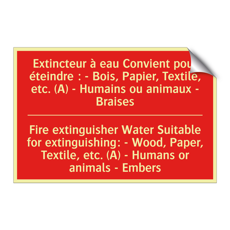 Extincteur à eau Convient pour /.../ - Fire extinguisher Water Suitable /.../