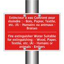 Extincteur à eau Convient pour /.../ - Fire extinguisher Water Suitable /.../