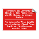 Extincteur à eau Convient pour /.../ - Fire extinguisher Water Suitable /.../