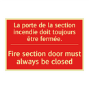 La porte de la section incendie /.../ - Fire section door must always /.../
