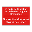 La porte de la section incendie /.../ - Fire section door must always /.../
