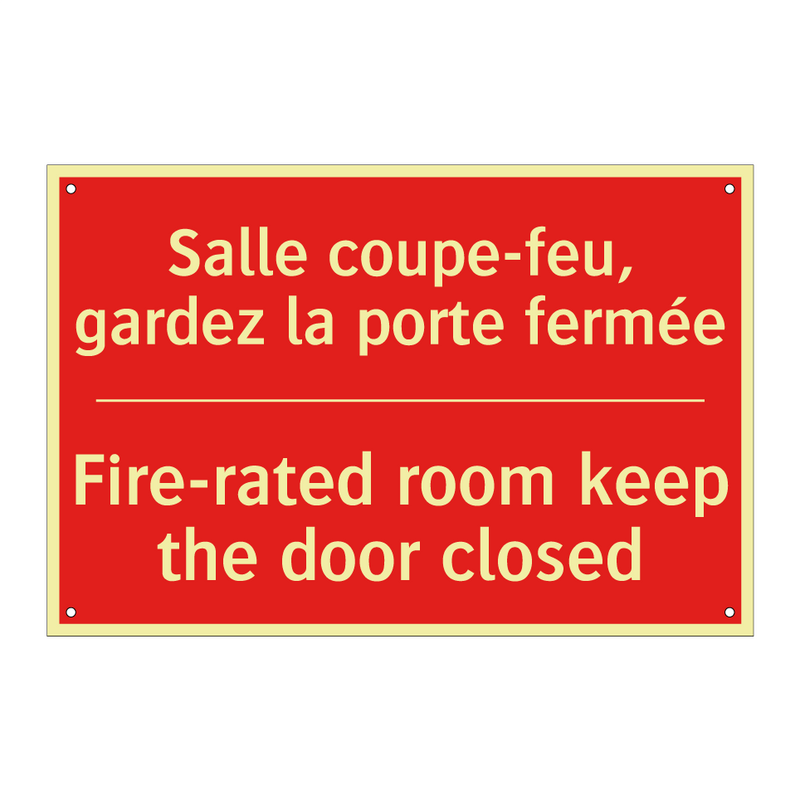 Salle coupe-feu, gardez la porte /.../ - Fire-rated room keep the door /.../