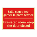 Salle coupe-feu, gardez la porte /.../ - Fire-rated room keep the door /.../