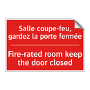 Salle coupe-feu, gardez la porte /.../ - Fire-rated room keep the door /.../