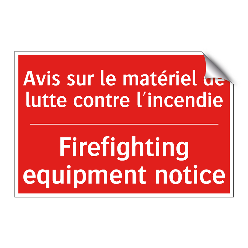 Avis sur le matériel de lutte /.../ - Firefighting equipment notice
