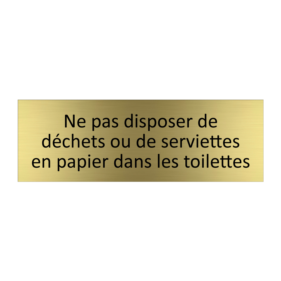 Ne pas disposer de déchets ou de serviettes en papier dans les toilettes