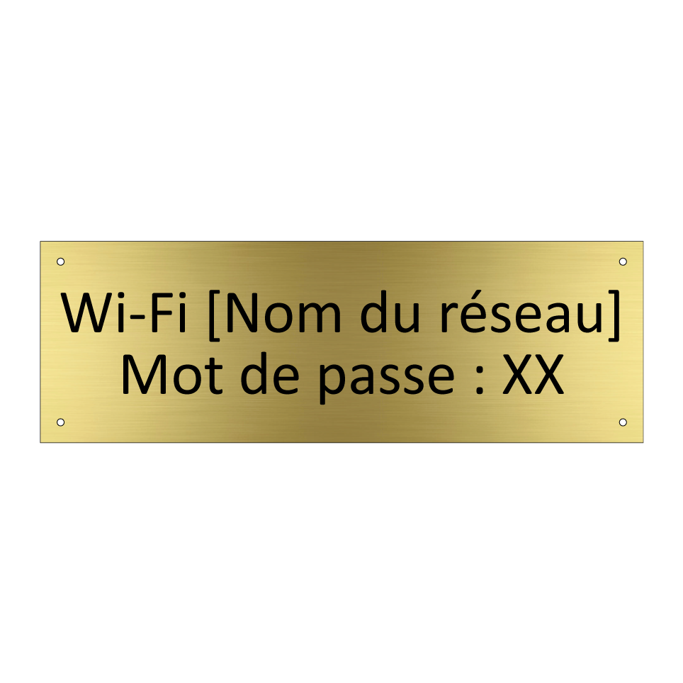 Wi-Fi [Nom du réseau] Mot de passe : XX