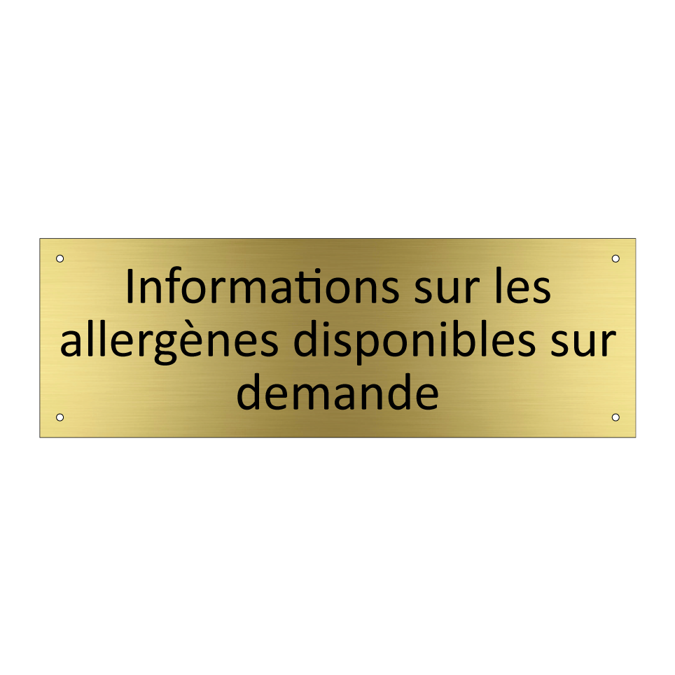 Informations sur les allergènes disponibles sur demande