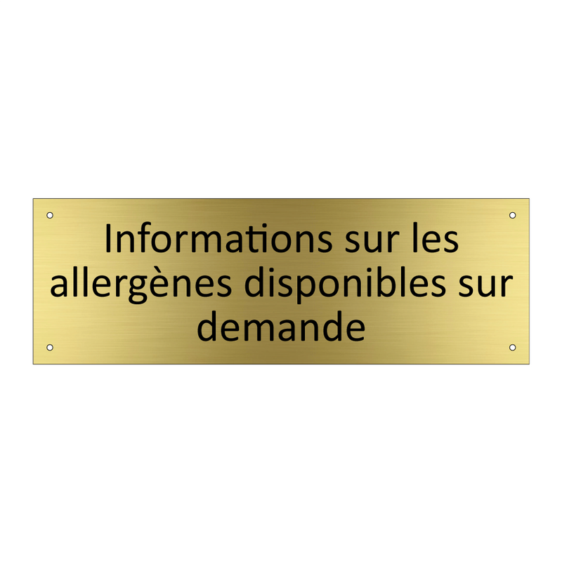Informations sur les allergènes disponibles sur demande
