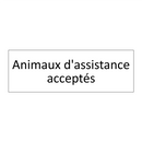 Animaux d'assistance acceptés