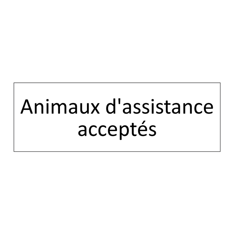 Animaux d'assistance acceptés