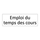 Emploi du temps des cours