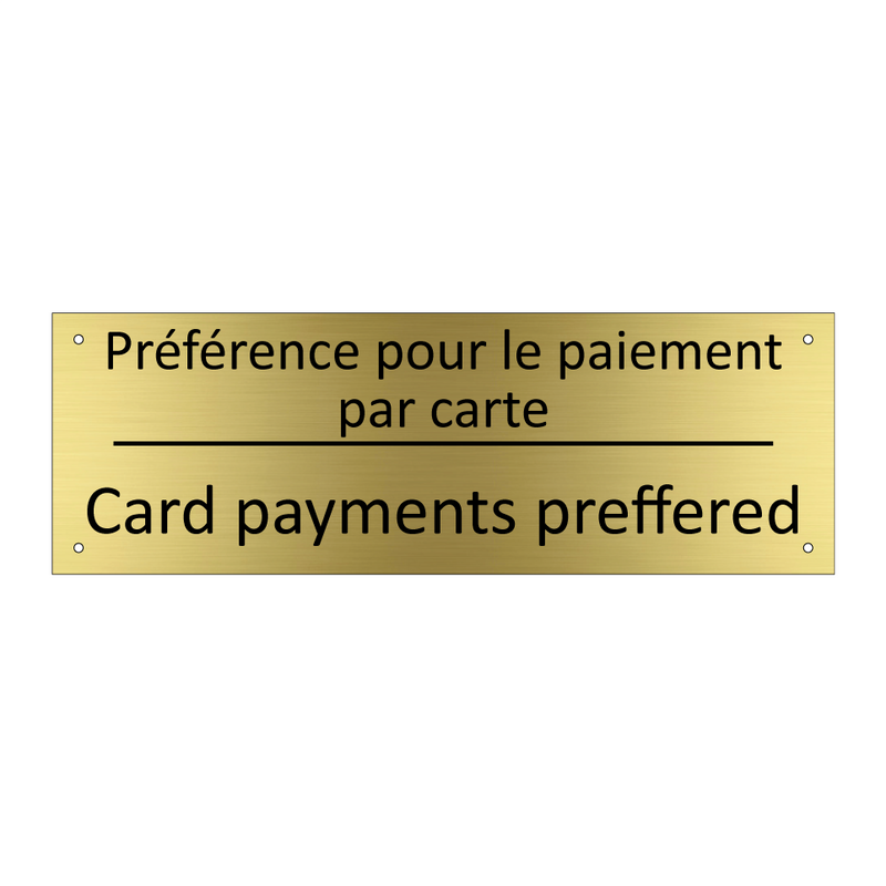 Préférence pour le paiement par  /.../ - Card payments preffered