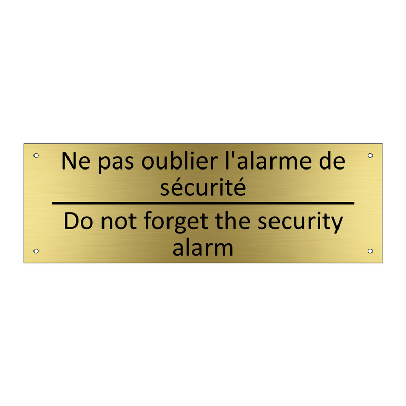 Ne pas oublier l'alarme de sécurité /.../ - Do not forget the security alarm /.../